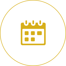 A yellow and white icon of a calendar.