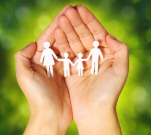 cutout of a family of four people